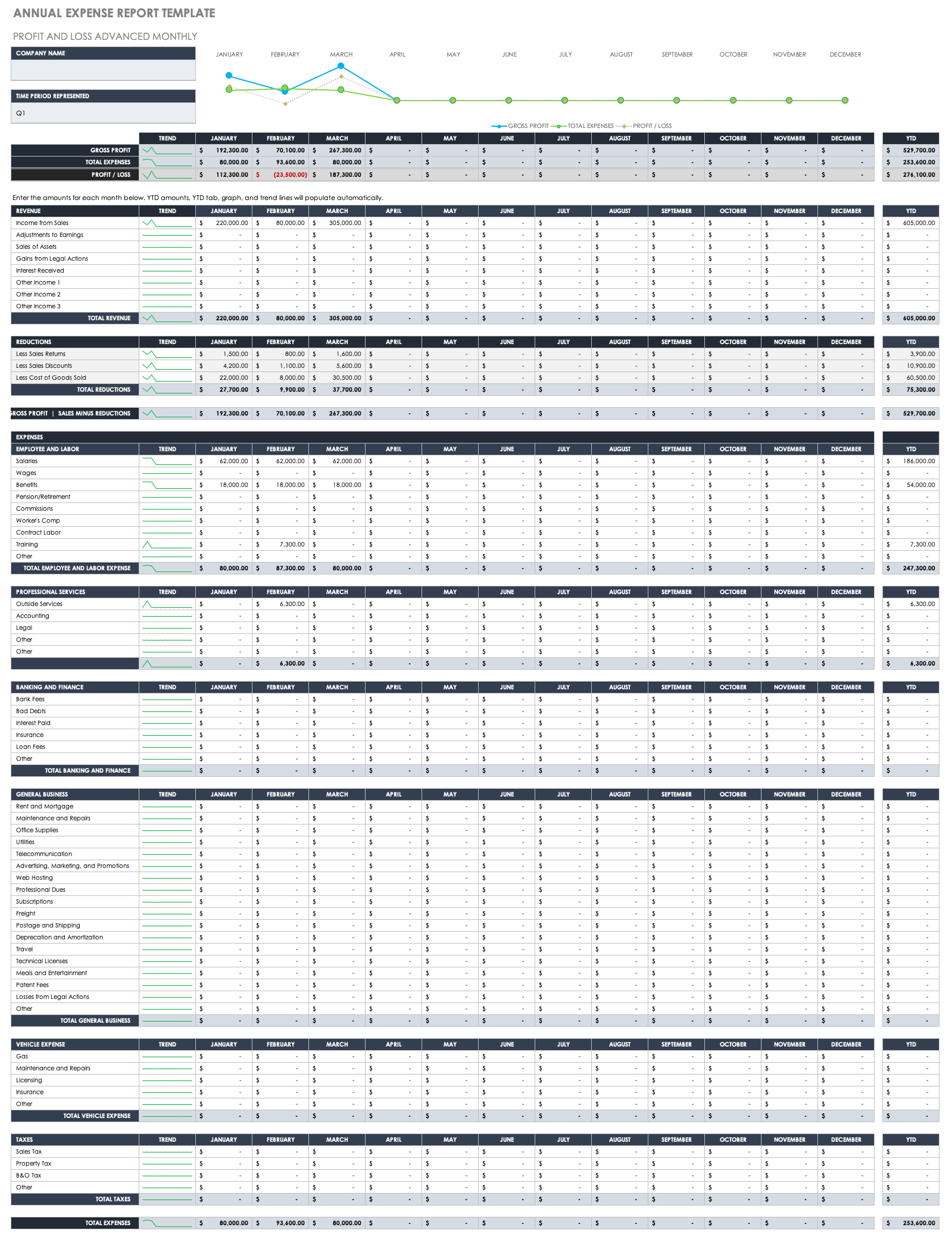 Annual Expense Report Template