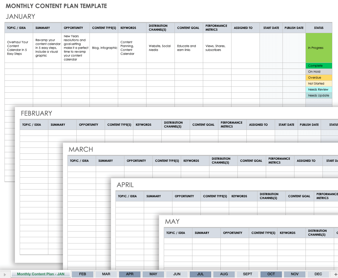 Monthly Content Plan Template