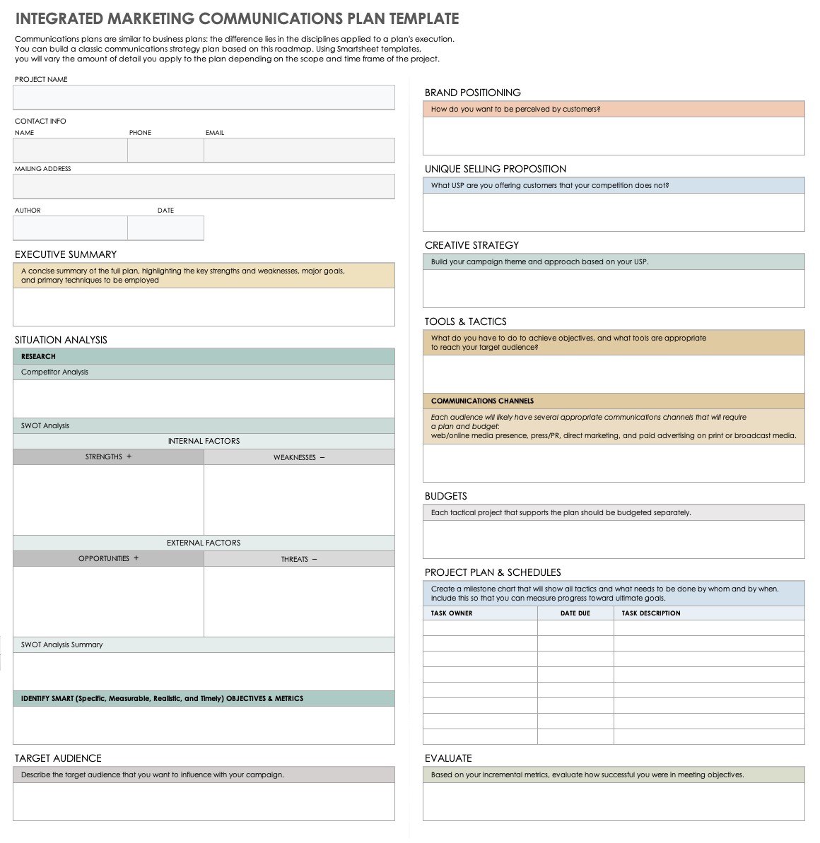 Integrated Marketing Communications Plan Template