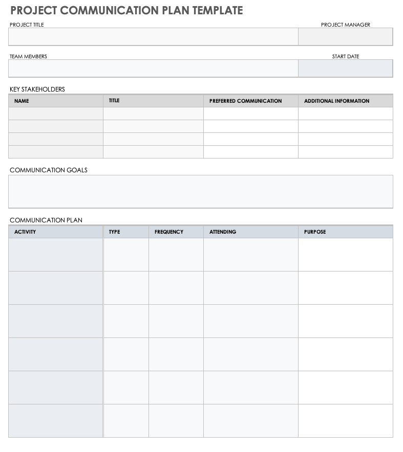 Project Communication Plan Template