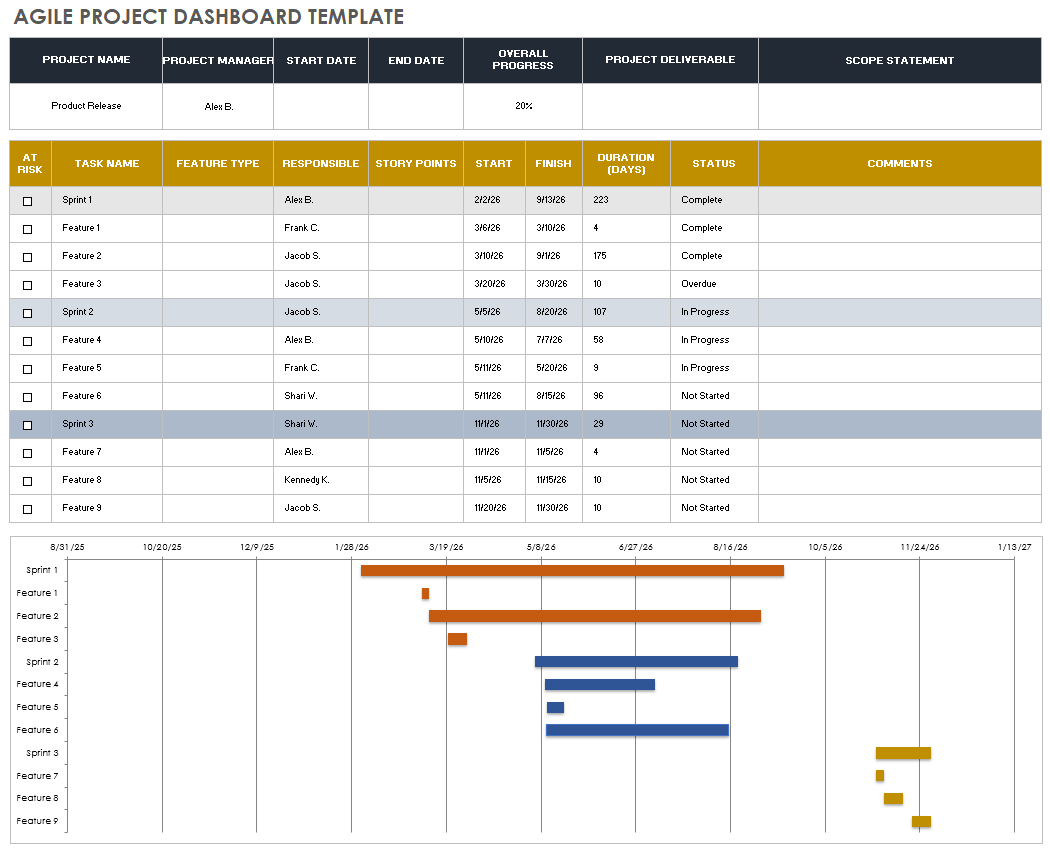 Agile Project Dashboard Template