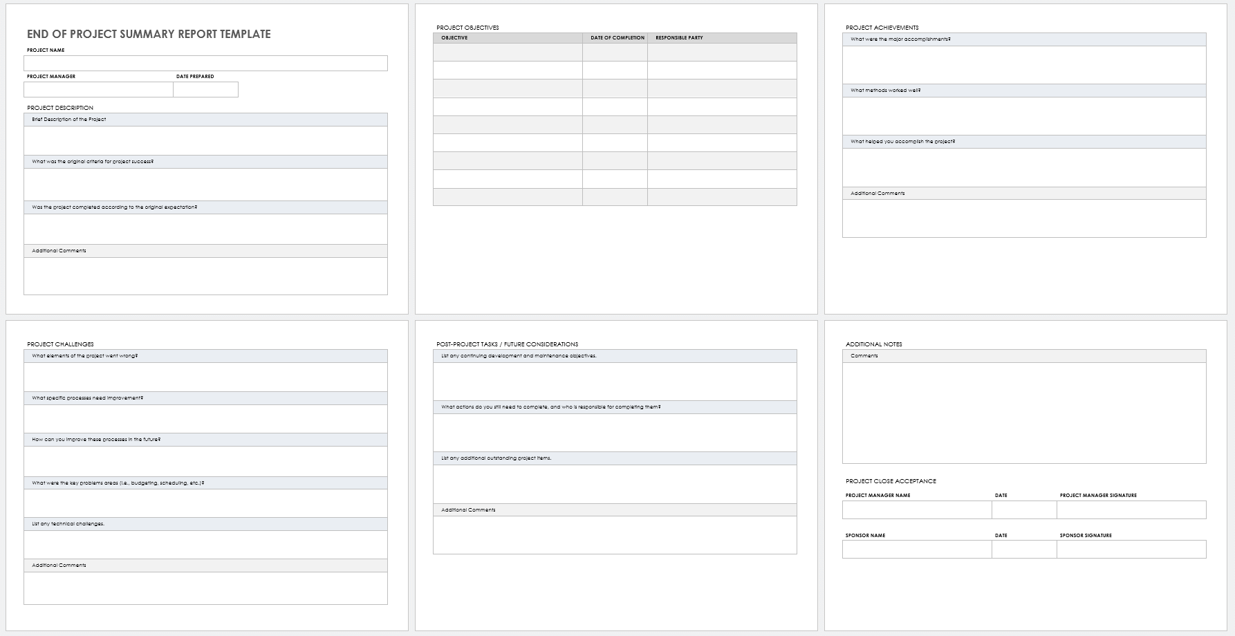 End of Project Summary Report Template