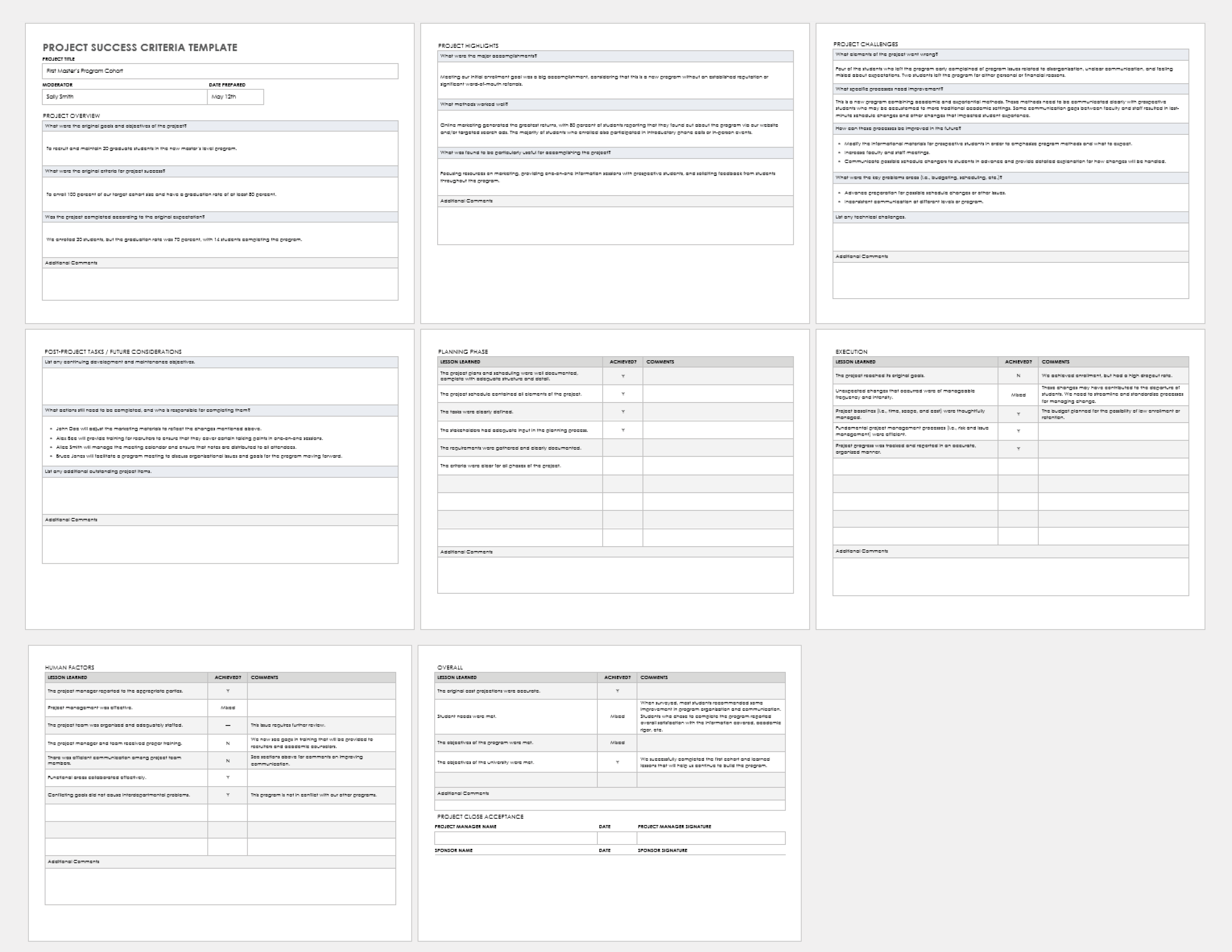 Project Success Criteria Template