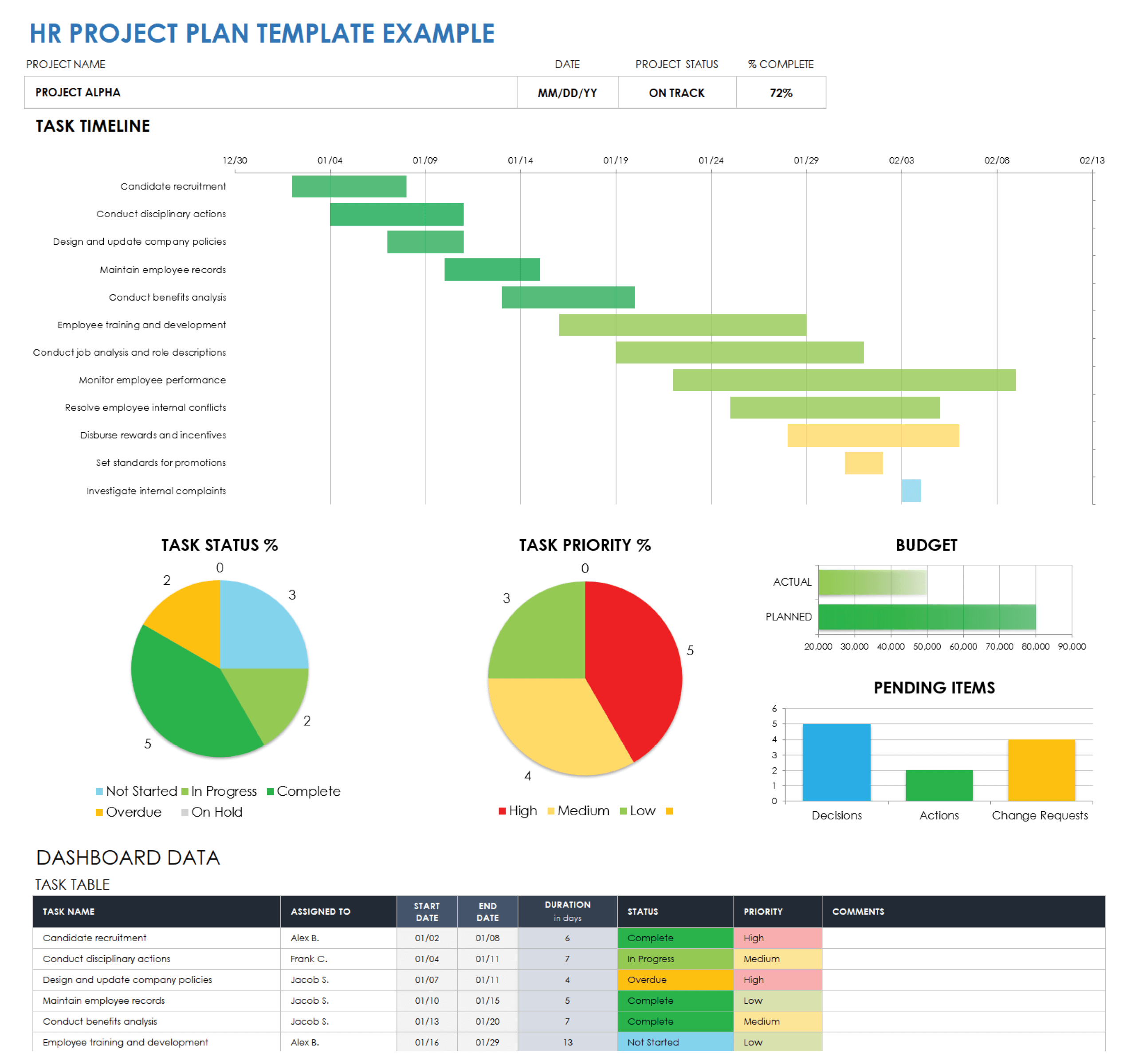 Example HR Project Plan Template