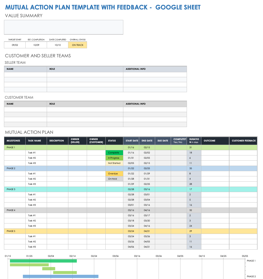 Mutual-Action Plan Template with Feedback Google Sheet