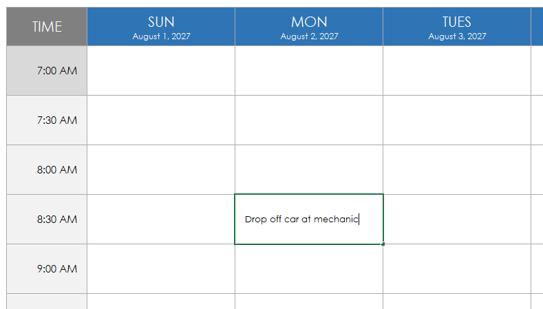 schedule first activity