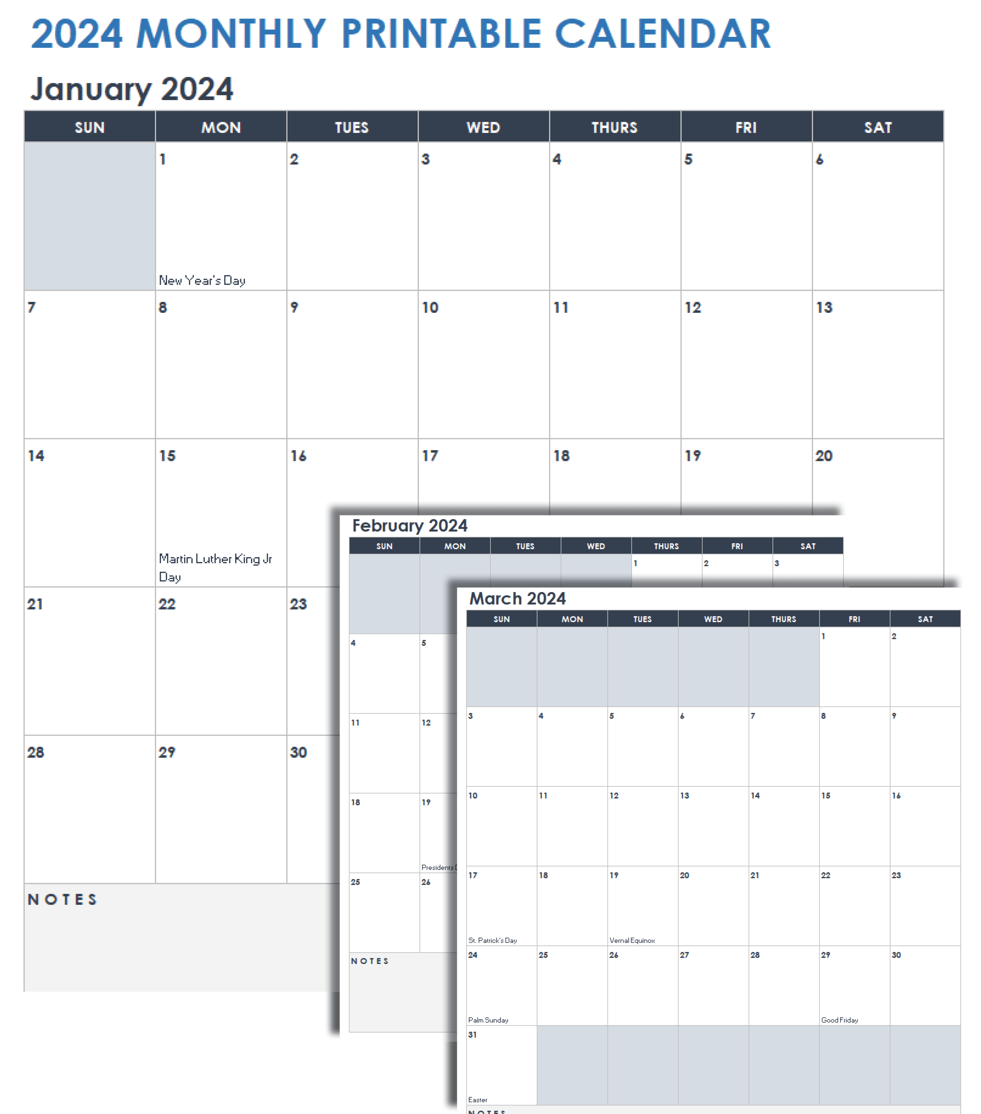 2024 Monthly Printable Calendar