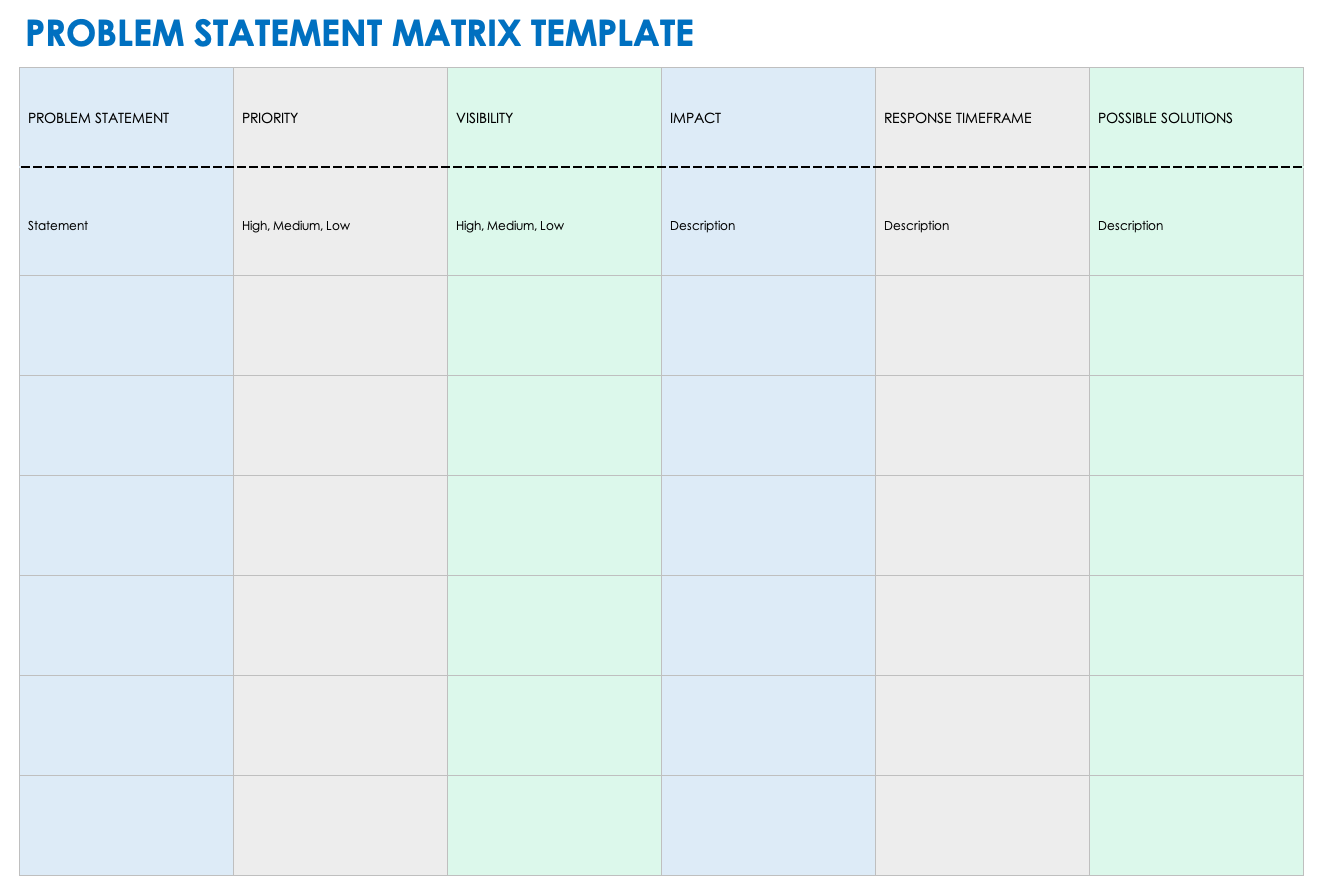 Problem Statement Matrix Template