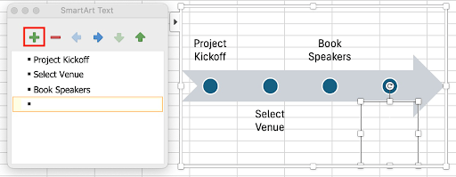 Excel SmartArt timeline add step