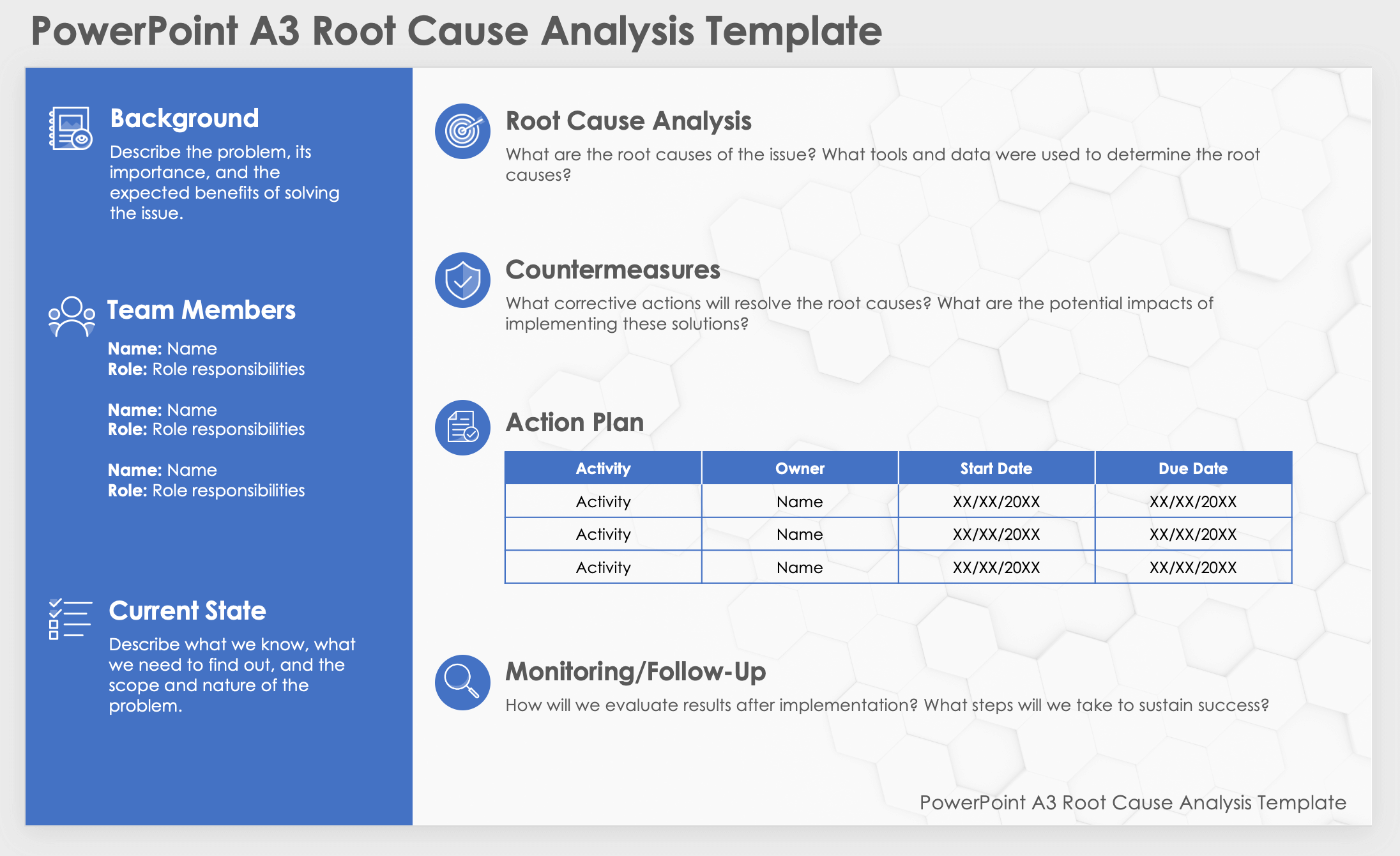 PowerPoint A3 Root Cause Analysis Template Powerpoint