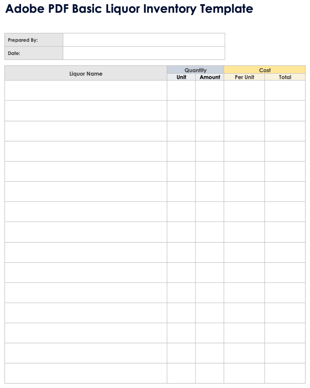 Adobe PDF Basic Liquor Inventory Template