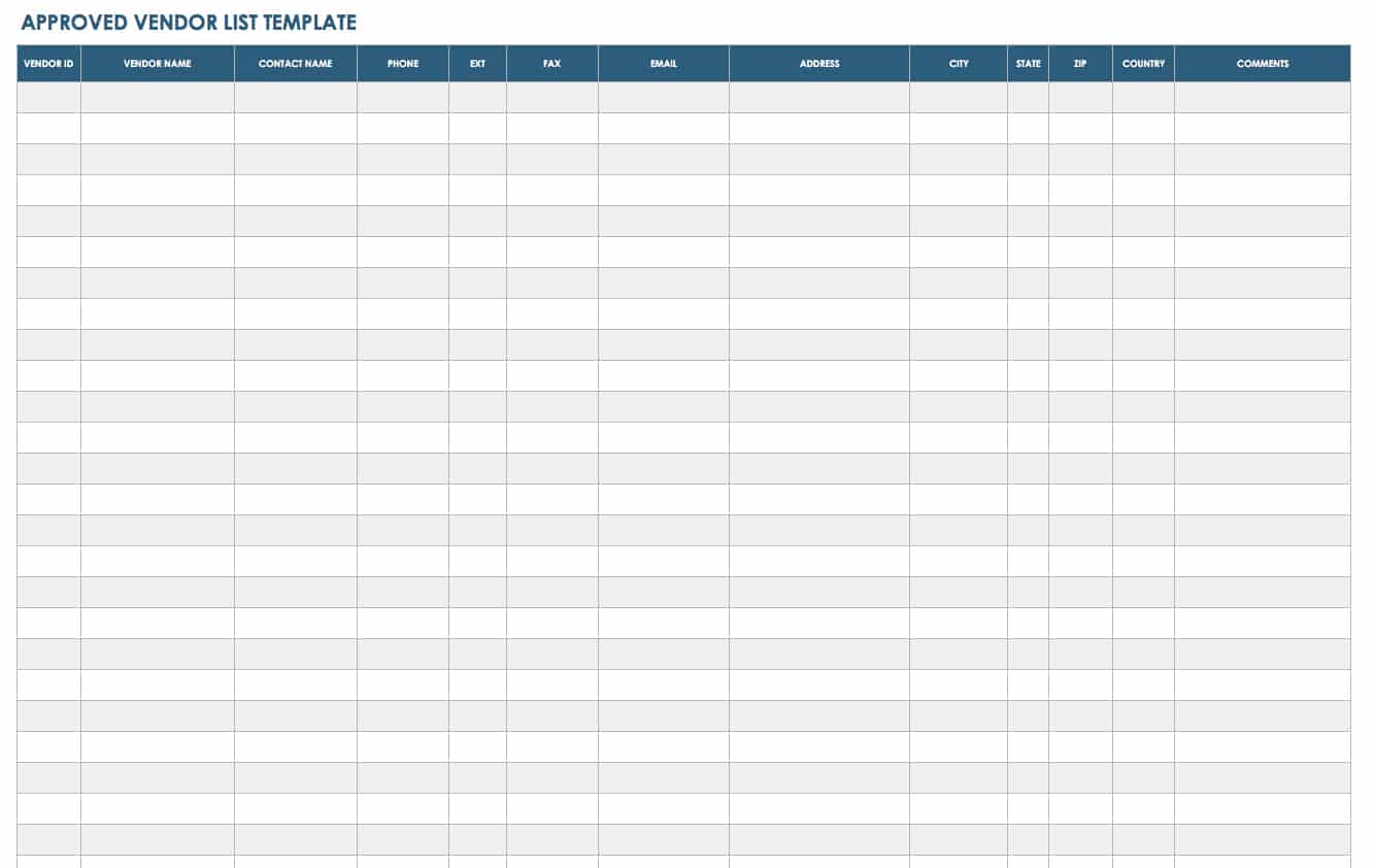 Approved Vendor List Template