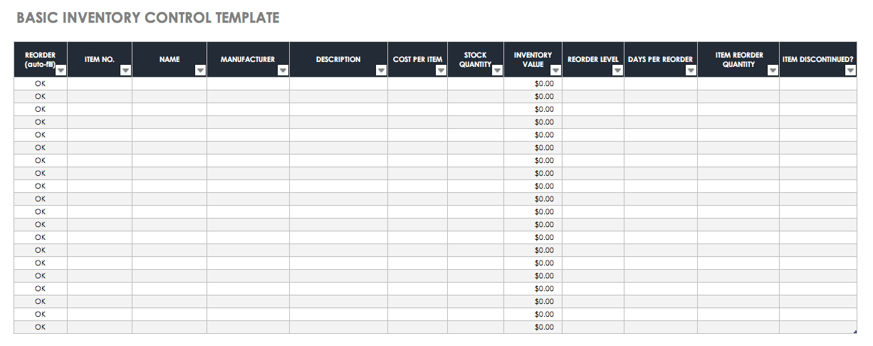 Basic Inventory Control Template