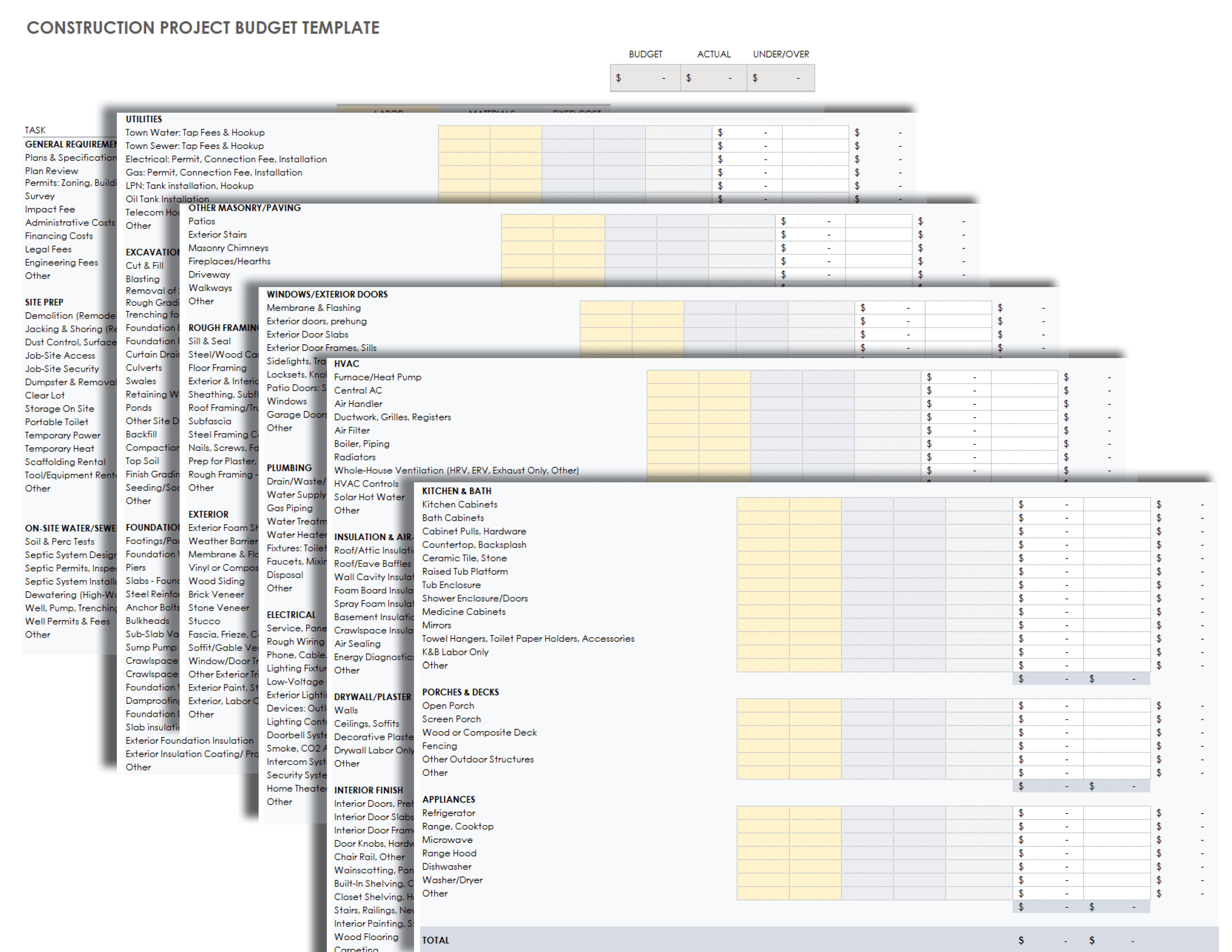 Construction Project Budget Template