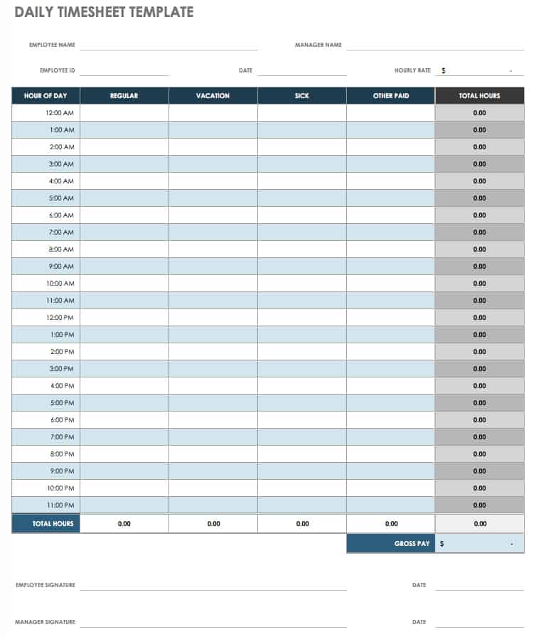 Daily Timesheet Template