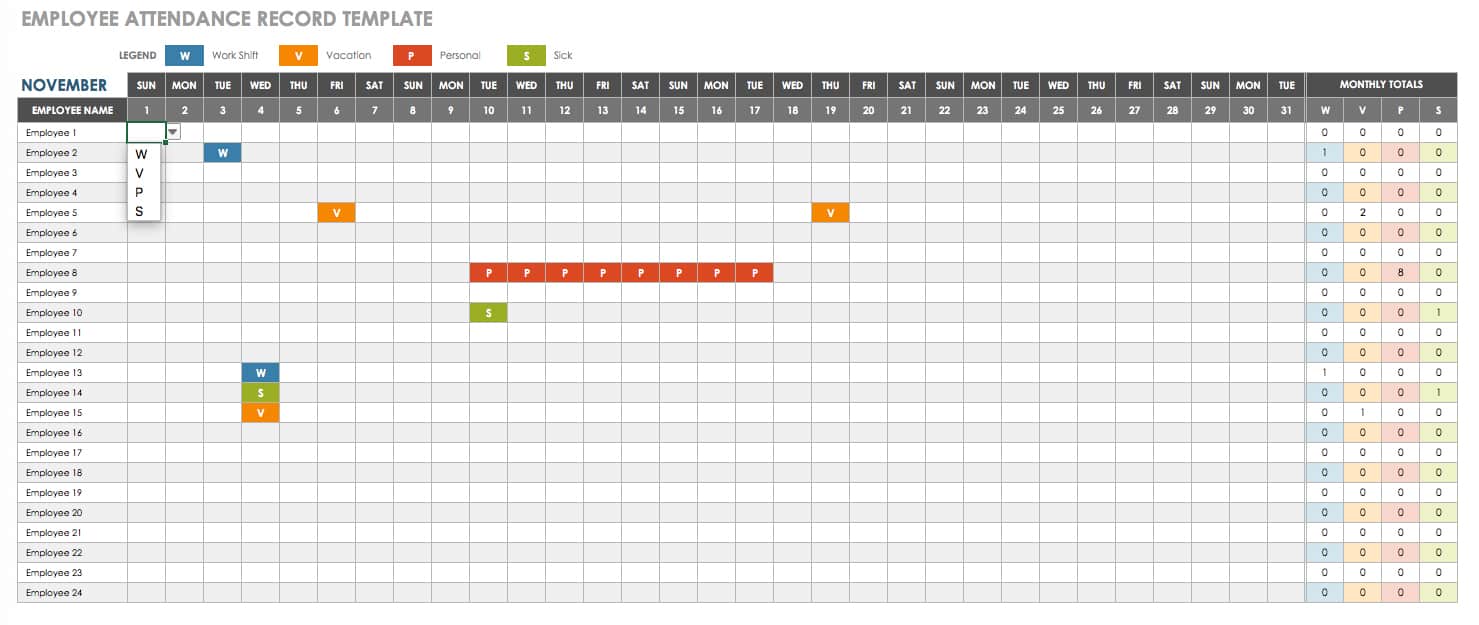 Employee Attendance Record Template