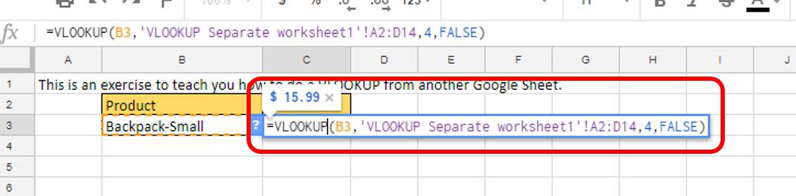 Google sheet VLOOKUP formula