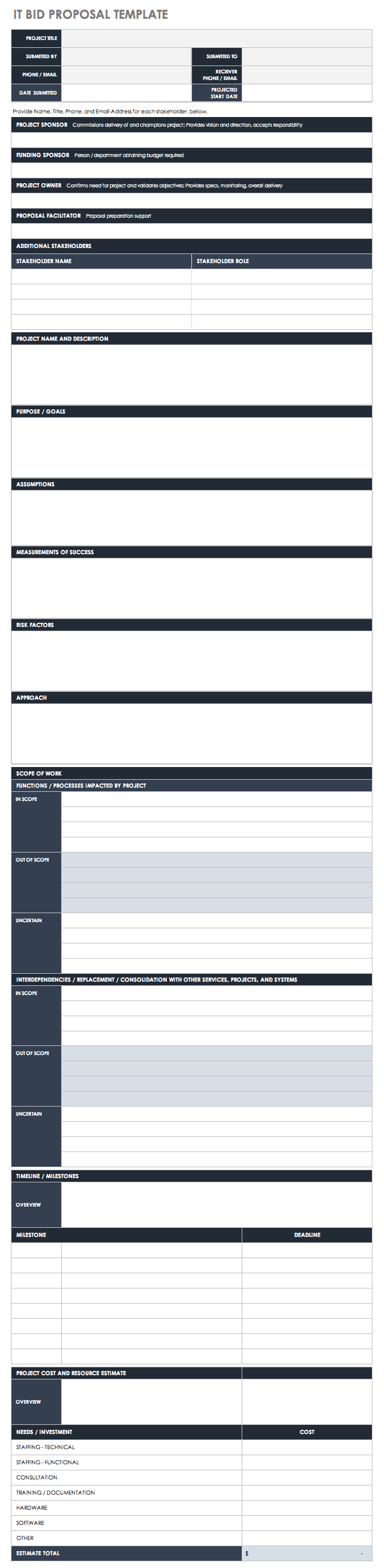 IT Bid Proposal Template