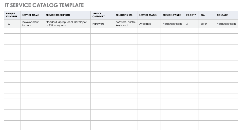 IT Service Catalog Template