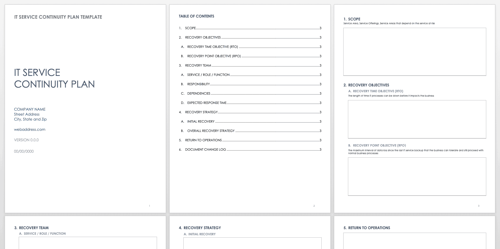 IT Service Continuity Plan template