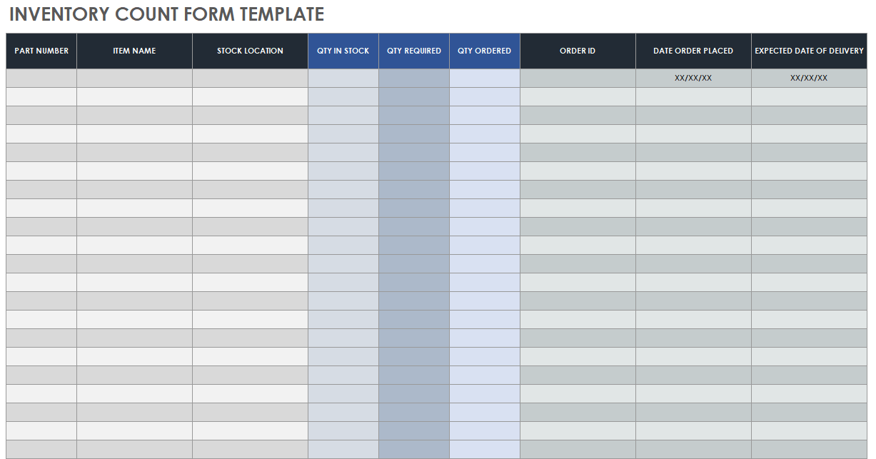 Inventory Count Form Template