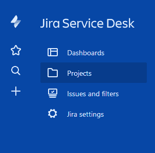 Jira Ticketing JSD Left Panel Projects