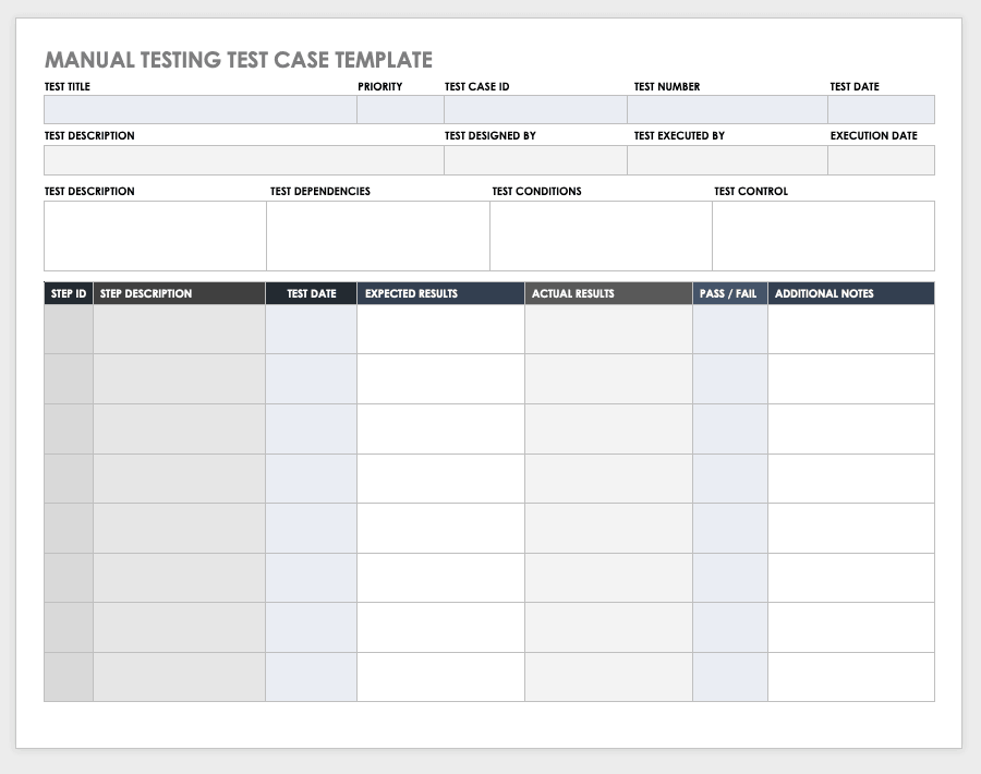 Manual Testing Test Case Template