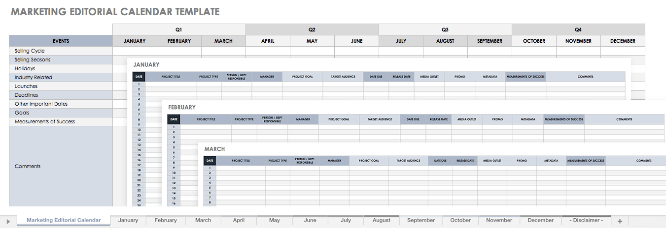 Marketing Editorial Calendar Template