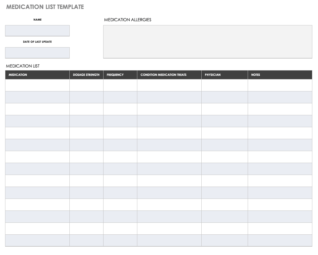 Medication List Template