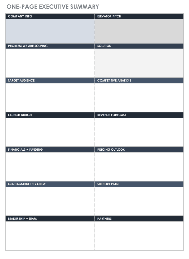 One-page Executive Summary Template