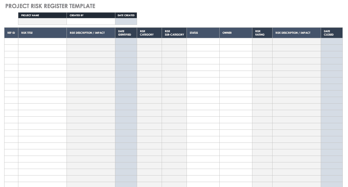 Project Risk Register Template