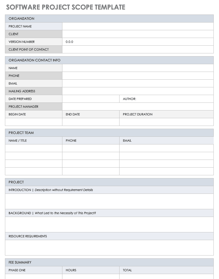 Software Project Scope Template