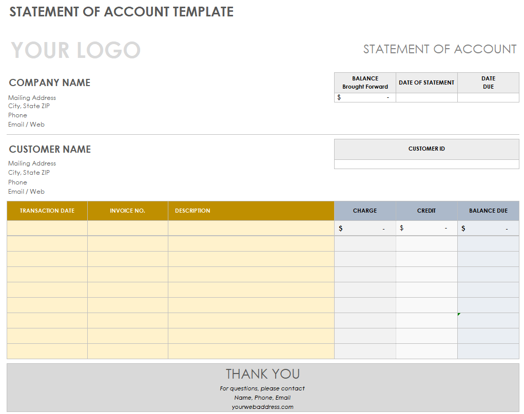 Statement of Account Template