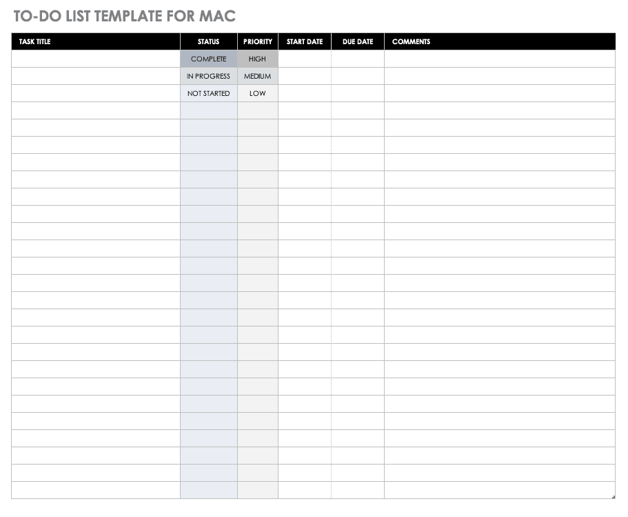 To Do List Template for Mac