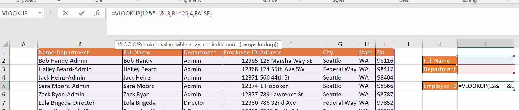 Vlookup multiple criteria formula