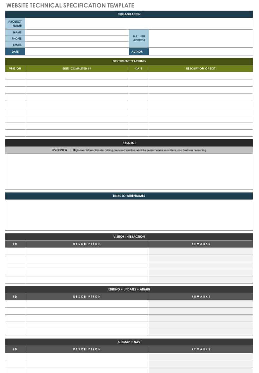 Website Technical Specification Template