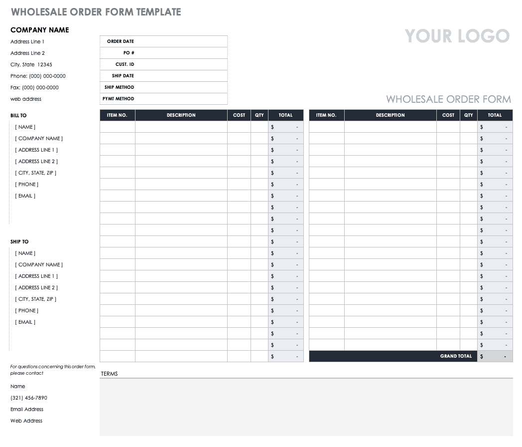 Wholesale Order Form Template