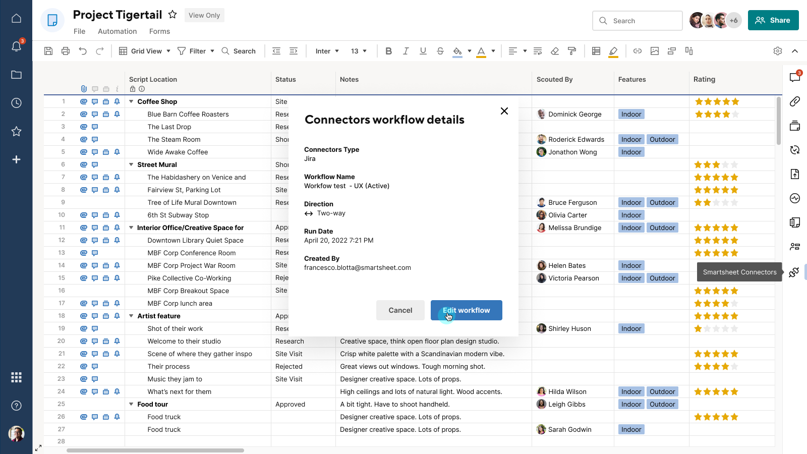 Connectors workflow details