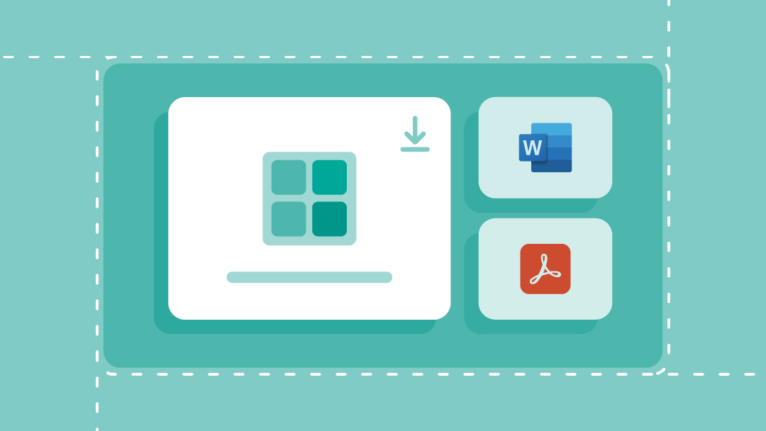 A planning matrix, plus template download icons for Smartsheet and Adobe Acrobat Reader.