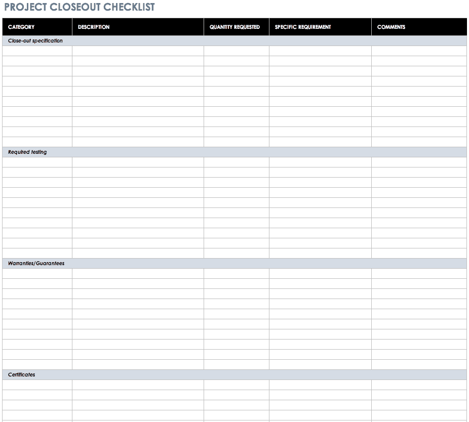 Project Closeout Checklist